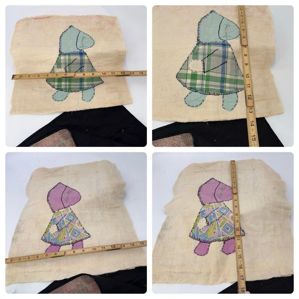 Five Vintage Sun Bonnet Sue Quilt Pieces from old damaged quilt-Project piece